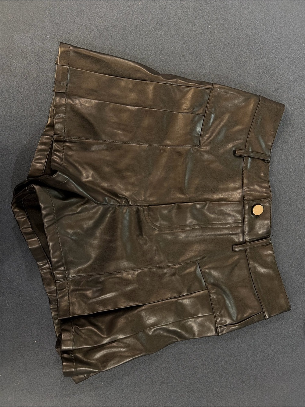 Faux Leather High-Waist Women’s Shorts in black
